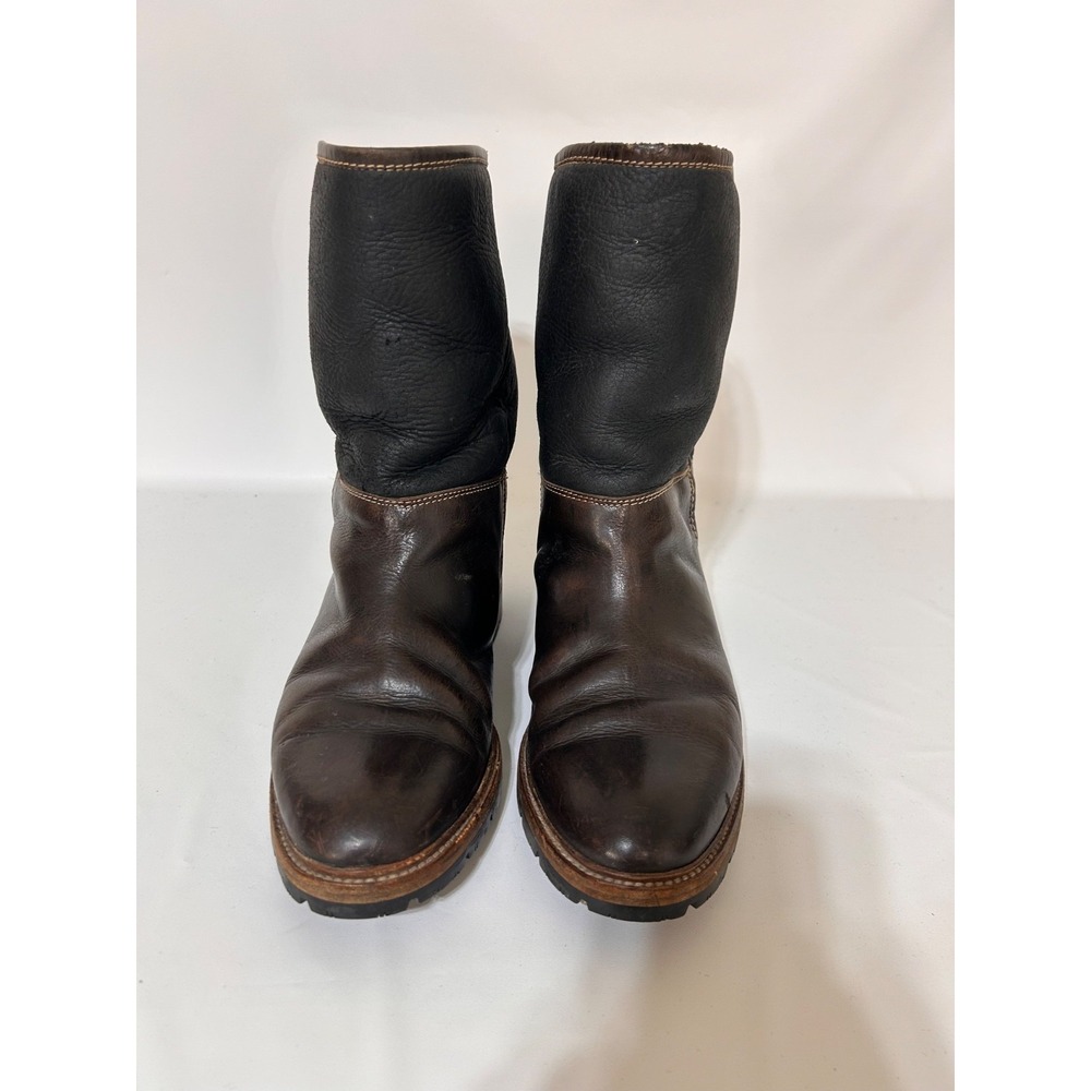 Vintage Manuela Pollini Shearling Boots Men Made Italy 42 USA Size 9 Vibram - Picture 4 of 11